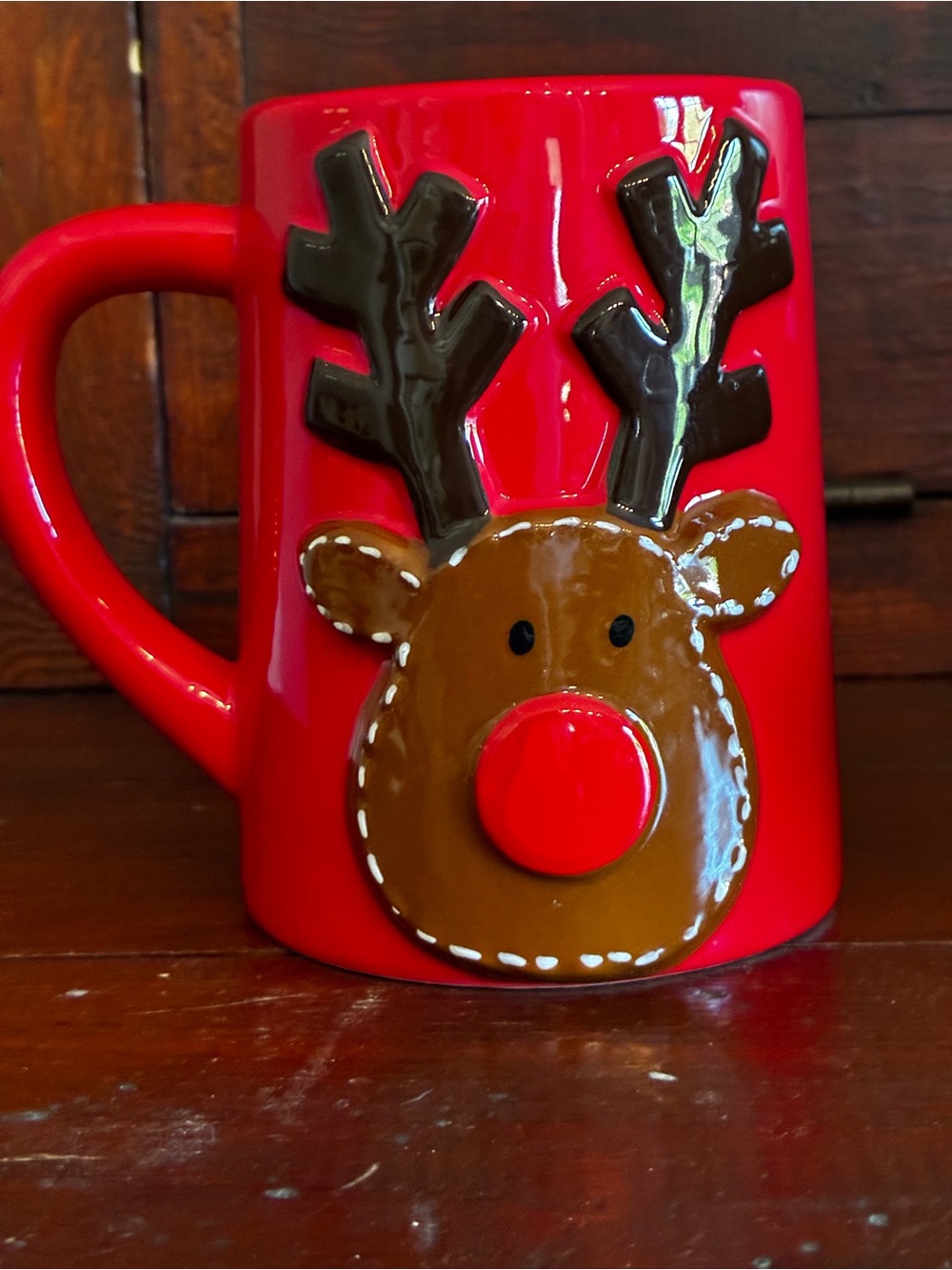 Mud Pie Red Reindeer Holiday Ceramic Mug